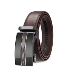 3.5cm High Quality Genuine Leather Men’s Belt, Adjustable Ratchet Automatic Buckle, Black/Brown Cuttable Business Casual Belt
