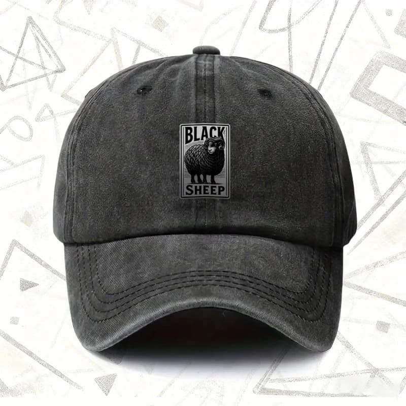 1pc, "BLACK SHEEP" Vintage Washed Hat, Men's and Women's Solid Baseball Cap, Suitable for All Seasons, Ideal Gift for Weddings,