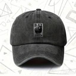 1pc, "BLACK SHEEP" Vintage Washed Hat, Men's and Women's Solid Baseball Cap, Suitable for All Seasons, Ideal Gift for Weddings,