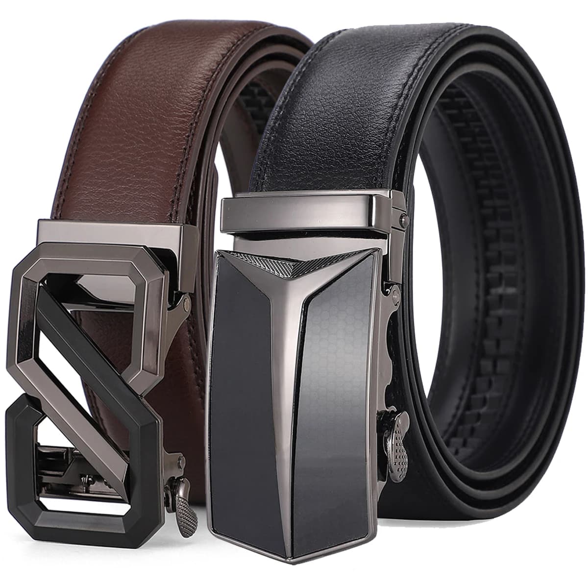Classic Automatic Buckle Belt for Men Premium Real Leather Dress Trouser Belt Formal Daily Wear Black Brown Plus Size 130cm