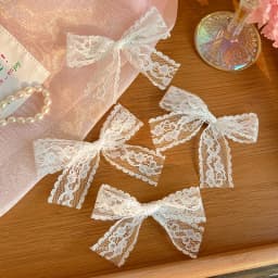 Women's Lace Bow Hair Clip Side Bangs Double Ponytail Hairpins Sweet Stylish