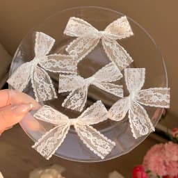 Women's Lace Bow Hair Clip Side Bangs Double Ponytail Hairpins Sweet Stylish