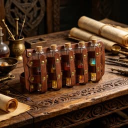 UYEE Medieval Leather Vial Holder Waist Sash, Alchemy Potion Bottle Carrier for LARP Viking Cosplay Belt