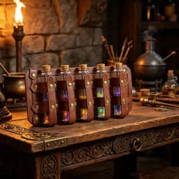 UYEE Medieval Leather Vial Holder Waist Sash, Alchemy Potion Bottle Carrier for LARP Viking Cosplay Belt