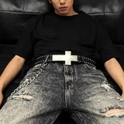 Subculture Punk Studded Cross Belt Burst Pattern Hip Hop Street Style Men's Rock Party Music Festival Gothic Street Accessories