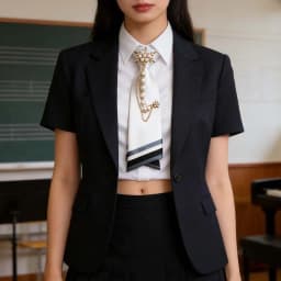 No-Sew Design Beaded Floral Necktie Pearl Chain Decoration Satin Material Double Layer Necktie Double Layer Satin Neck Accessory