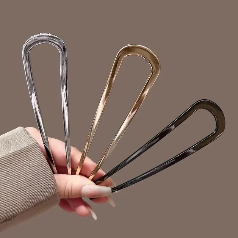 U-Shaped Hair Fork Fashion Alloy Hairpin Gold Silver Black Color Metal Hairpin Geometric Design Headwear Hair Sticks Women Girls