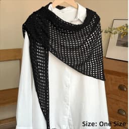 Fashion Hollow Out Triangle Scarf Shawl Breathable Solid Color Knitted Scarf Lightweight Sun Protection Women Shawl Wrap