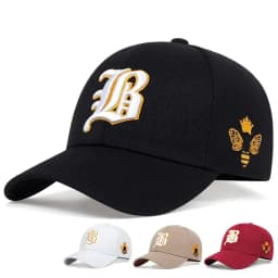 Unisex Gothic Letter Side Bee Embroidery Baseball Caps Spring and Autumn Outdoor Adjustable Casual Hats Sunscreen Hat Sports Cap