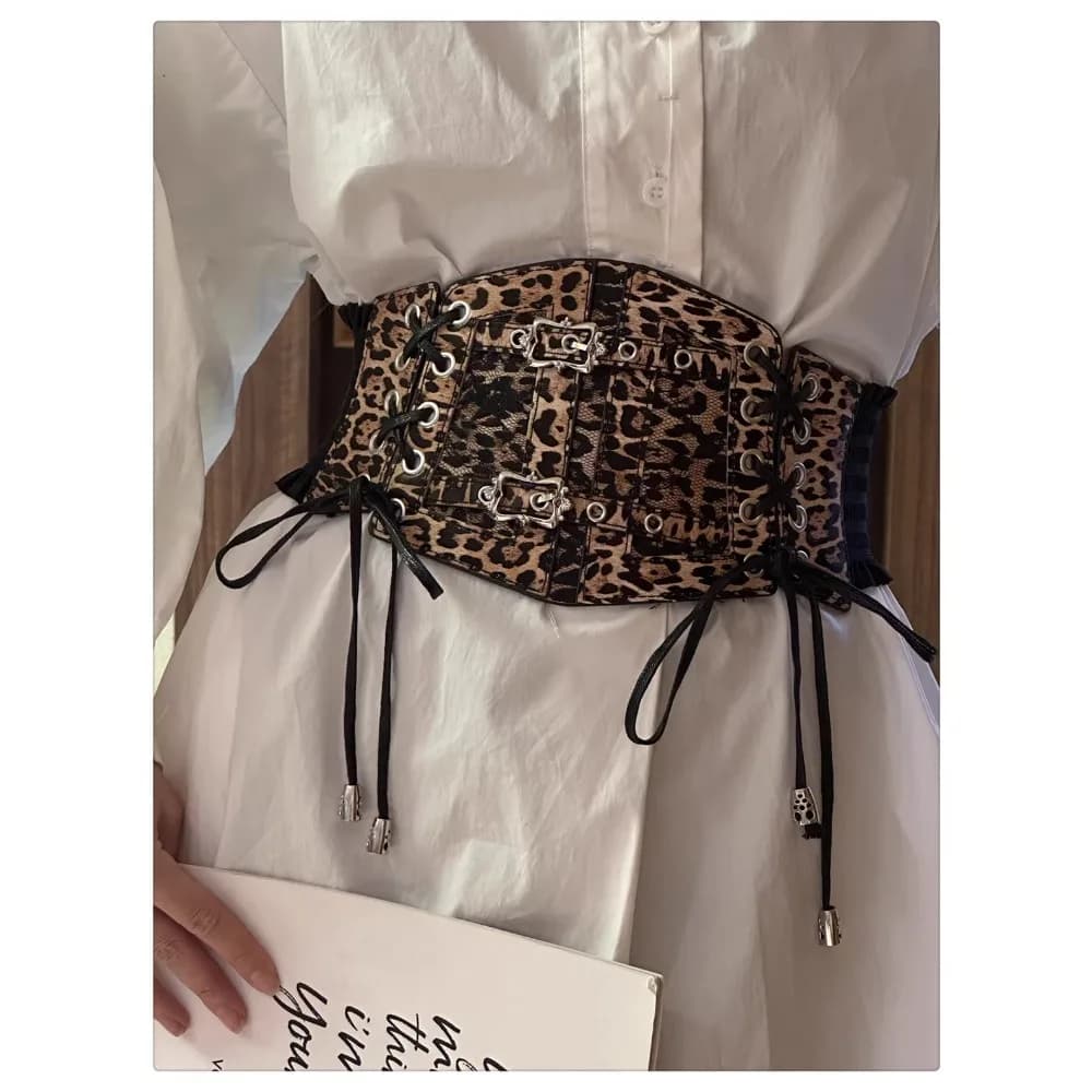 Leopard Print Waistband for Women New Fashion Retro High-end Slimming Waist Belt Decoration