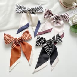 New Slim And Long 80x6CM Small Scarf For Women Versatile Black Striped Hair Tie Bag Decoration Scarves Party Gift