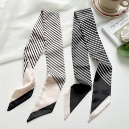 New Slim And Long 80x6CM Small Scarf For Women Versatile Black Striped Hair Tie Bag Decoration Scarves Party Gift