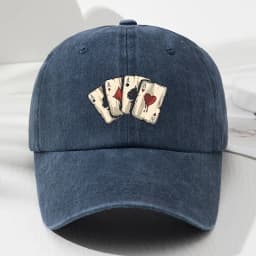 Retro poker AAA printed baseball cap with adjustable dad hat suitable for outdoor sports, fishing, and camping