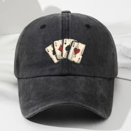 Retro poker AAA printed baseball cap with adjustable dad hat suitable for outdoor sports, fishing, and camping