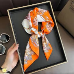 Luxury Brand 2025 Chain Print Square Silk Scarf for Women Hijab Hair Bands 70cm Neckerchief Female Satin Shawl Ribbon Headband