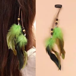 Festive Women's Masquerade Feather Hairband, Bohemian Indian Prom Gypsy Headwear with Long Tassel Hair Decorations