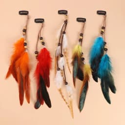 Festive Women's Masquerade Feather Hairband, Bohemian Indian Prom Gypsy Headwear with Long Tassel Hair Decorations