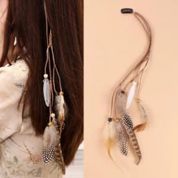 Festive Women's Masquerade Feather Hairband, Bohemian Indian Prom Gypsy Headwear with Long Tassel Hair Decorations