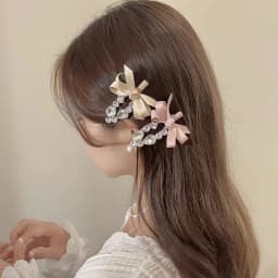 1 Pcs Women's Hair Clip Korean Rhinestone Bow Fabric Simple Fashionable Versatile Hair Pins Sweet Cute Hair Accessories For Girl