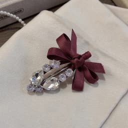 1 Pcs Women's Hair Clip Korean Rhinestone Bow Fabric Simple Fashionable Versatile Hair Pins Sweet Cute Hair Accessories For Girl
