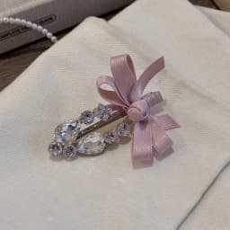 1 Pcs Women's Hair Clip Korean Rhinestone Bow Fabric Simple Fashionable Versatile Hair Pins Sweet Cute Hair Accessories For Girl