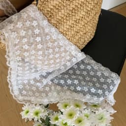 White Sweet Lace Flower Scarf Elegant Feminine Headband Thin Breathable Artistic Style Travel Accessory