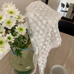 White Sweet Lace Flower Scarf Elegant Feminine Headband Thin Breathable Artistic Style Travel Accessory