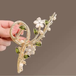 New Female Camellia Flower Grab Clip Retro Ponytail Braid Crab Metal Hair Clip Fashion Sweet Girl Hair Card Hair Accessories