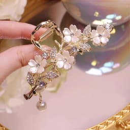 New Female Camellia Flower Grab Clip Retro Ponytail Braid Crab Metal Hair Clip Fashion Sweet Girl Hair Card Hair Accessories