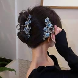 New Female Camellia Flower Grab Clip Retro Ponytail Braid Crab Metal Hair Clip Fashion Sweet Girl Hair Card Hair Accessories