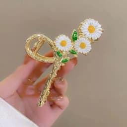 New Female Camellia Flower Grab Clip Retro Ponytail Braid Crab Metal Hair Clip Fashion Sweet Girl Hair Card Hair Accessories