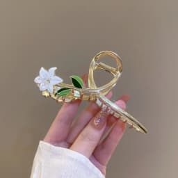 New Female Camellia Flower Grab Clip Retro Ponytail Braid Crab Metal Hair Clip Fashion Sweet Girl Hair Card Hair Accessories