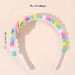 2Pcs Rabbit Fur Ball Headband Cute Rainbow Cartoon Unicorn Bow Hair Bands For Girls Children Kids Diadem Headdress Accessories