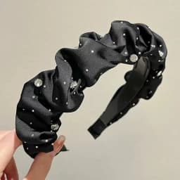 Gypsophila Pleated Headband Elegant Rhinestone Hair Accessories For Women
