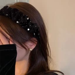 Gypsophila Pleated Headband Elegant Rhinestone Hair Accessories For Women