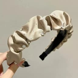 Gypsophila Pleated Headband Elegant Rhinestone Hair Accessories For Women