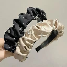 Gypsophila Pleated Headband Elegant Rhinestone Hair Accessories For Women