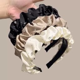 Gypsophila Pleated Headband Elegant Rhinestone Hair Accessories For Women