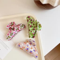 1/3pcs New printed acrylic clip with retro floral beauty, shark clip with fashionable and elegant hair style
