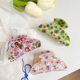 1/3pcs New printed acrylic clip with retro floral beauty, shark clip with fashionable and elegant hair style