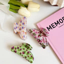 1/3pcs New printed acrylic clip with retro floral beauty, shark clip with fashionable and elegant hair style