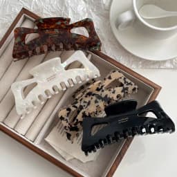 1/4pcs Large Size Hair Clip with Acetic Acid Bow Hair Clip, Women's French Style Bun Hair Clip, Shower Shark Clip Hair Accessory