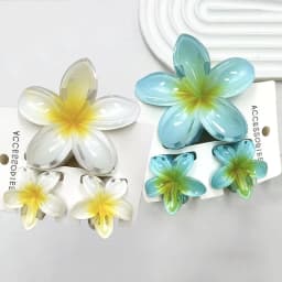 Summer Hawaiian Flower Hair Claw Clip Fashion Plastic Flower Hairpins Ponytail Clips Barrettes Beach Hair Accessories Headwear