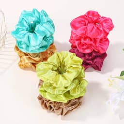 40Pcs Random Color Elastic Scrunchies Womens Low Ponytail Hold Headband Solid Color Ribbon Hair Band