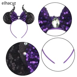 Disney Maleficent Headbands Kids Cosplay Horns of Witch Bow Hair Accessories Women Mickey Ears Hairband Girls For Festival Party