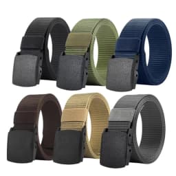 6pcs Men's Casual Belt, Adjustable Plastic Buckle, Women's Belt, Multifunctional Outdoor Belt, Suitable for Outdoor Activities
