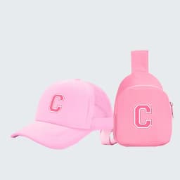 2pcs children's 26-letter printed truck driver hat and chest bag set, lightweight all-in-one visor, suitable for girls' daily
