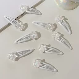 2pcs White Star Bangs Side Clip Women Girls Sweet Cute Snap Clip Hairpin Barrettes Korean Style Fashion Hair Accessories