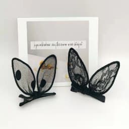 2PCS Black Rabbit Ears Broken Hair Clip Fashion Bangs Side Duckbill Clip Headdress Hundreds of Ribbon One Word Clip Hair Card
