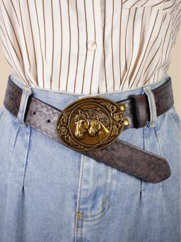 Western Denim Retro Belt, Fashionable Casual Women's Belt, Retro Printed Belt, Classic Decorative Belt, Daily Commuting College
